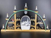 Kolbe Schwibbogen Seiffen Höhle bei Nacht